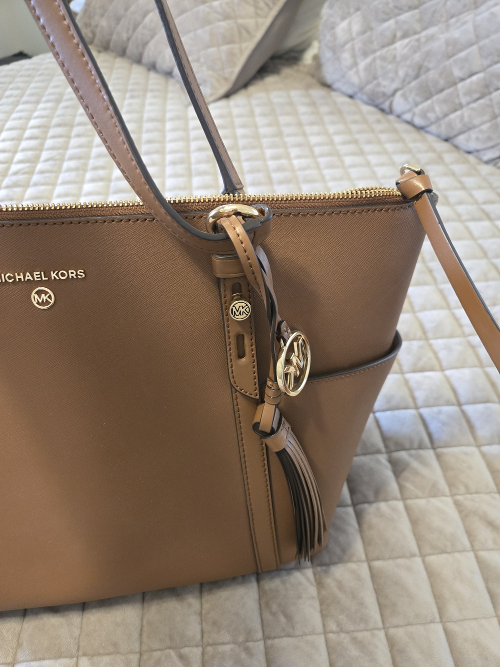 Michael Kors Tan Leather Tote Bag - Picture 2 of 13
